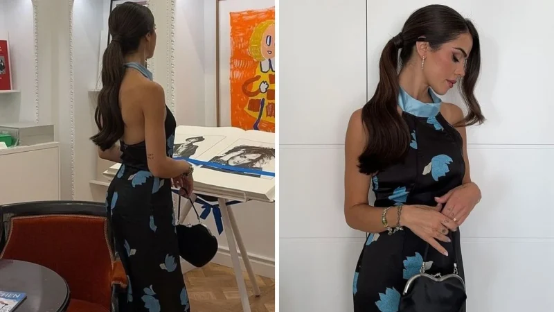 Violeta y la Reina Letizia se apuntan a la tendencia. ¿Quién luce mejor el vestido cuello 'halter'? 2 Merca2.es Los detalles del vestido de Violeta