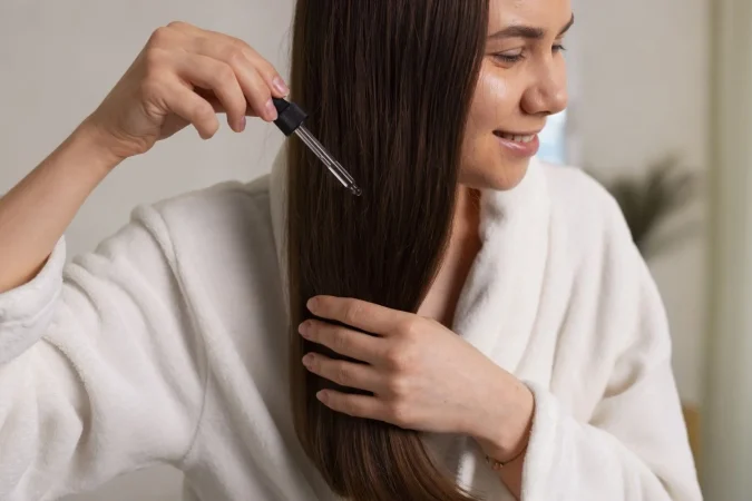 side view woman hair slugging night routine Merca2.es