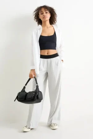 Pantalón de tela - mid waist - wide leg