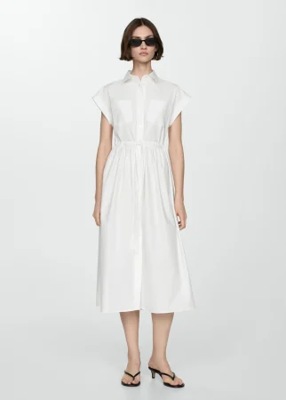 Vestido camisero cintura fruncida