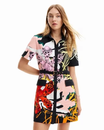 Vestido corto camisero orquídeas M. Christian Lacroix de Desigual