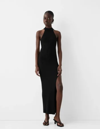 Vestido midi rib halter