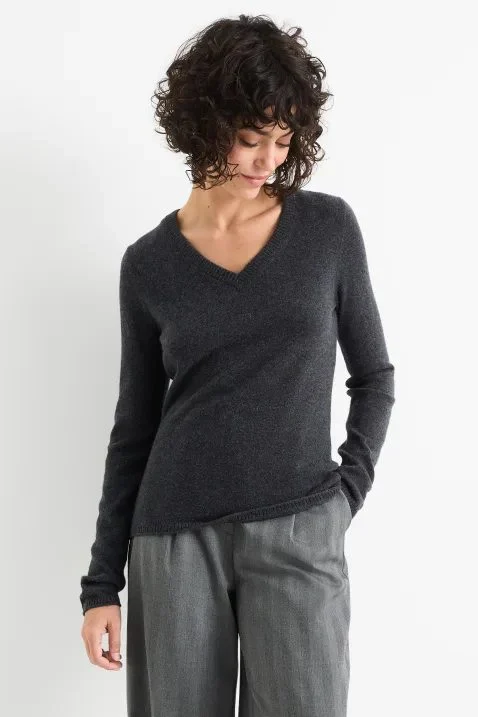 Jersey de cachemir con escote en pico