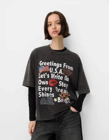Camiseta Manga Corta Oversize Print - 17,99 €