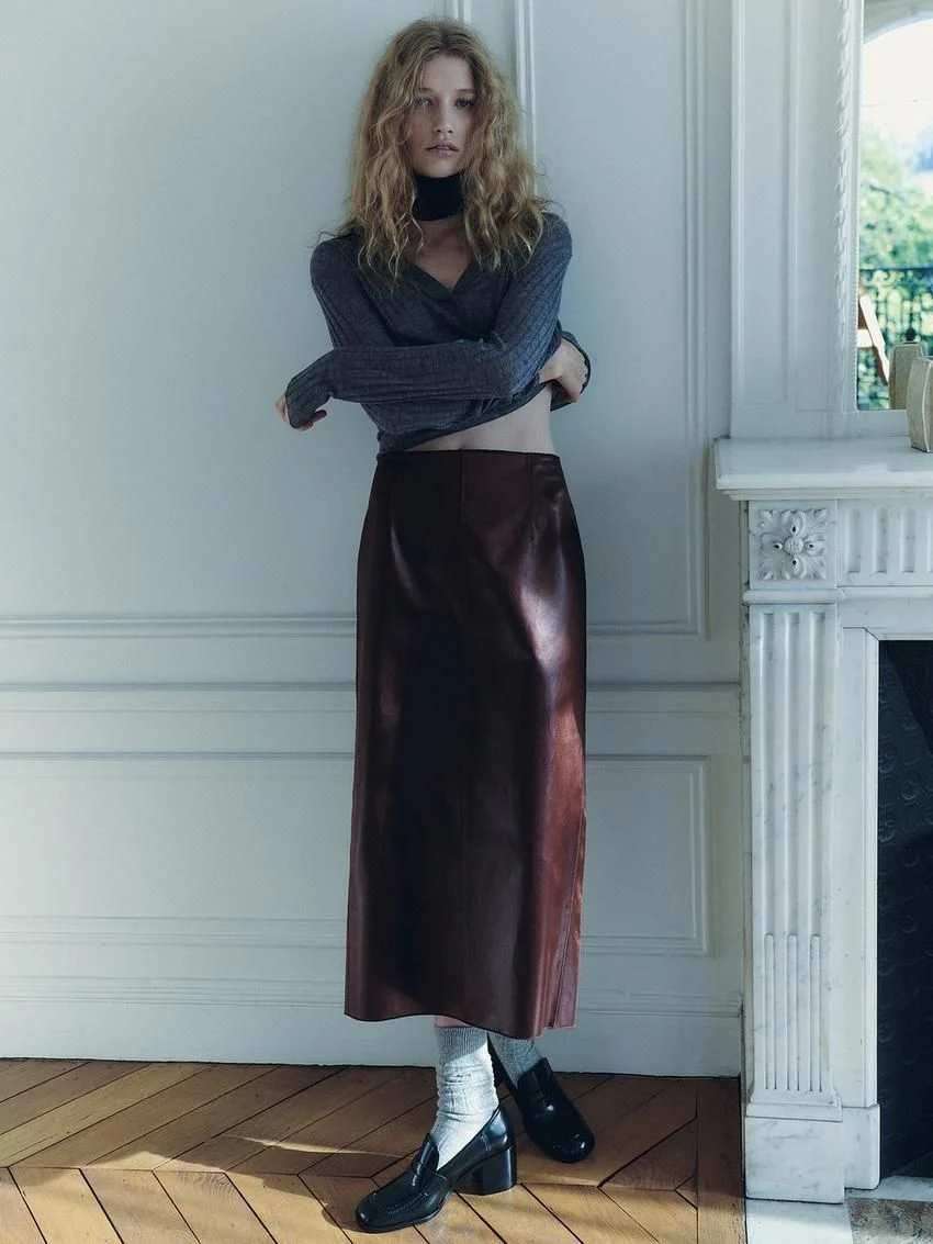 Falda midi efecto piel - Stuido
