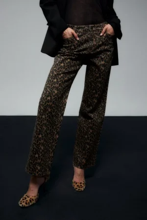 Jeans straight wide print