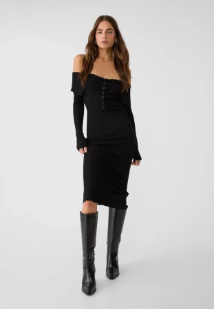 Estos vestidos de otoño de Stradivarius te hacen lucir como una parisina por la ciudad 70 Merca2.es Vestido largo punto botones