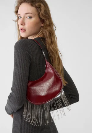 Bolso hombro flecos metálicos