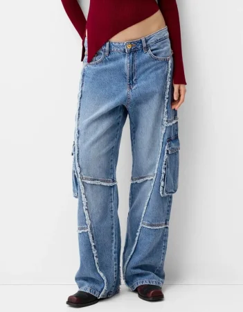 Jeans baggy cargo flecos