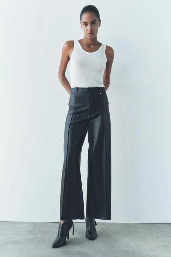 PANTALÓN EFECTO PIEL WIDE LEG ZW COLLECTION