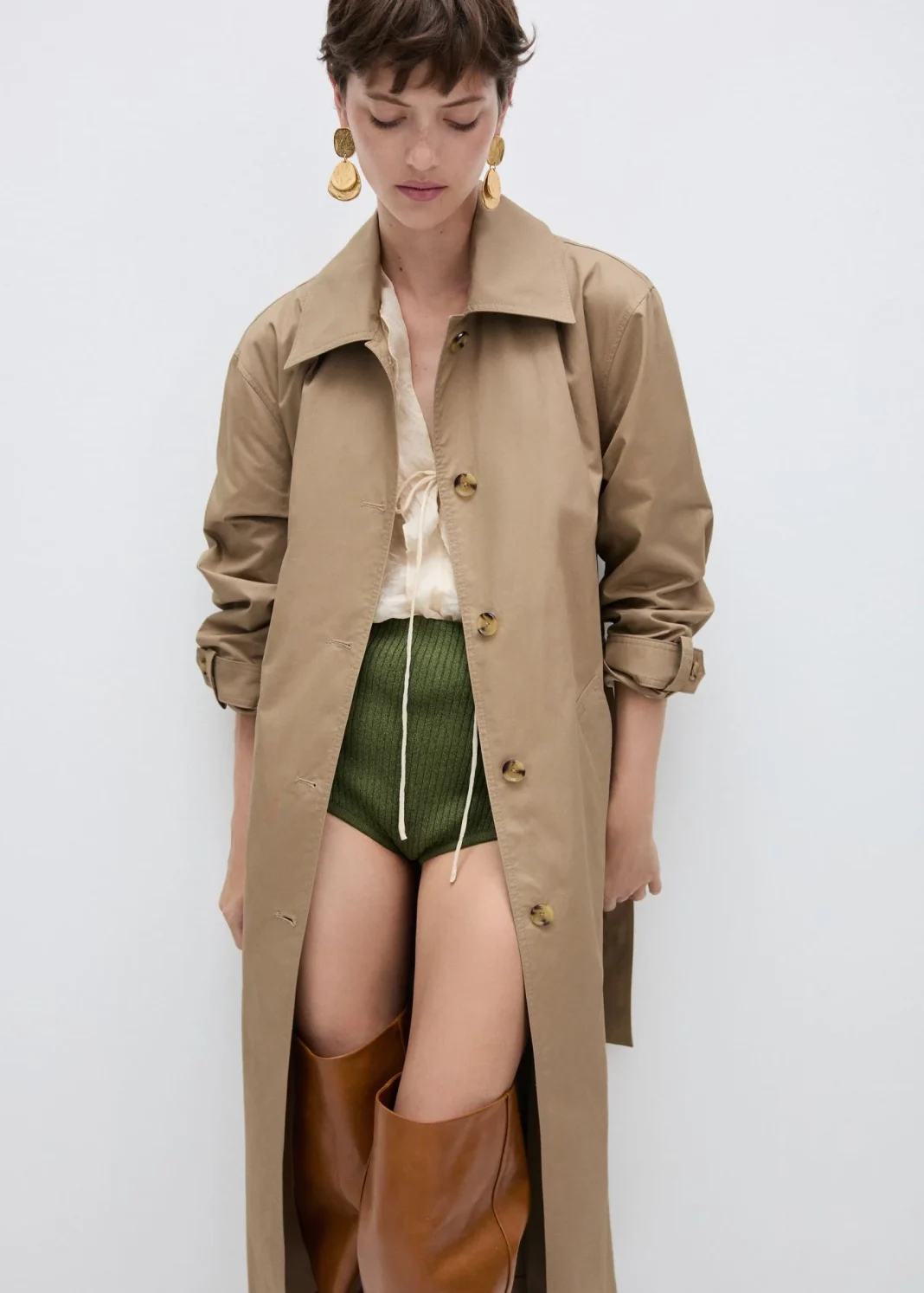 Trench algodón cuello camisero
