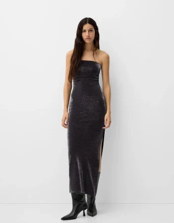Haz que tu Navidad sea aún más brillante con esta cazadora metálica de Bershka 6 Merca2.es Vestido midi bandeau hilo metalizado