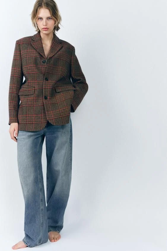 BLAZER CUADROS MEZCLA LANA ZW COLLECTION