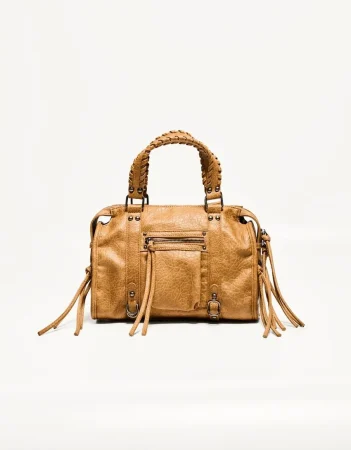 Bolso bowling efecto gastado tiras