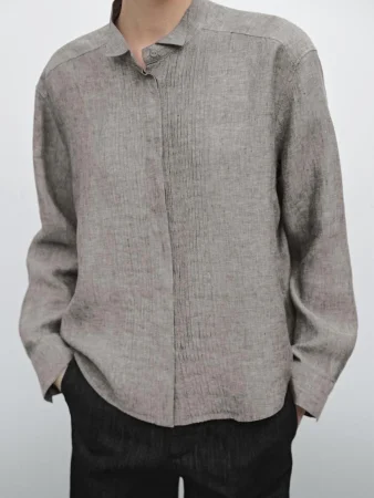 Camisa detalle jaretas 100% lino