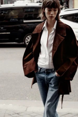 RENCH CORTO OVERSIZE PIEL ANTE