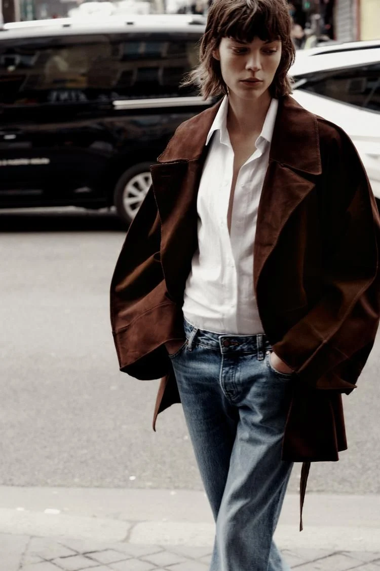 RENCH CORTO OVERSIZE PIEL ANTE