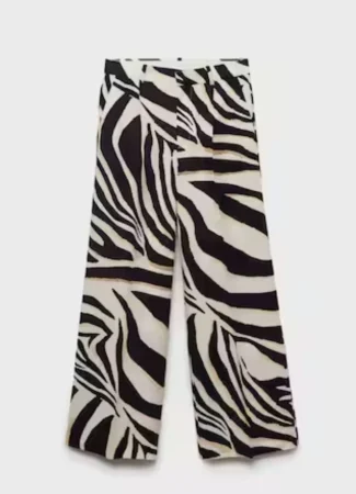 1. Pantalón wide-leg de pinzas con animal print de cebra