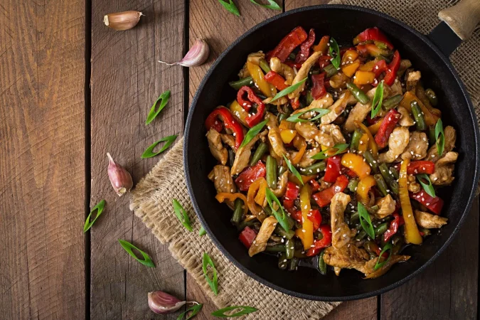 stir fry chicken sweet peppers green beans 6 Merca2.es
