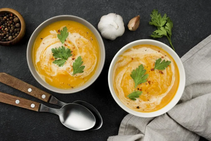 top view delicious autumn soup composition Merca2.es