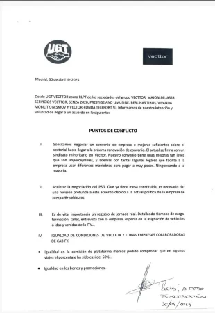 UGT pide aumentar los precios de los viajes largos Cabify 1 Merca2.es Comunicado de UGT.
