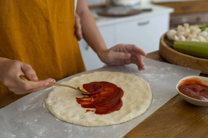 Cómo hacer la masa de pizza al estilo de la Nonna: Un viaje a la auténtica cocina italiana 3 Merca2.es cocinero de vista lateral preparando pizza Merca2.es