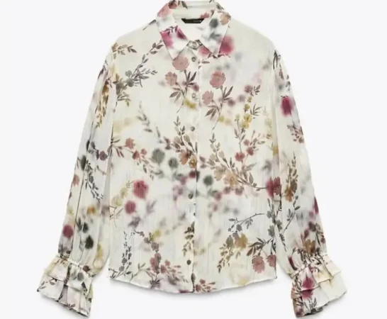 Blusa estampada con hilo metalizado: luz propia
