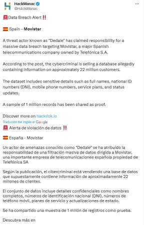 Nuevo hackeo a Telefónica tras haber sido advertida por otro ciberdelincuente 2 Merca2.es Nuevo hackeo a Telefónica tras haber sido advertida por otro ciberdelincuente