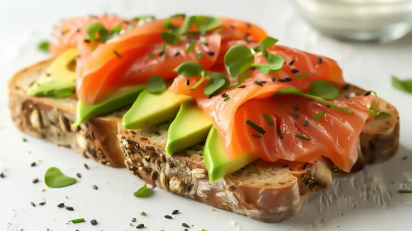 una rebanada de pan con aguacate y salmon Merca2.es