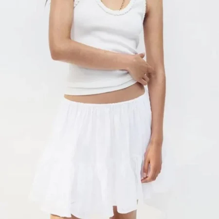 Minifalda con volantes en algodón (24,99 euros)