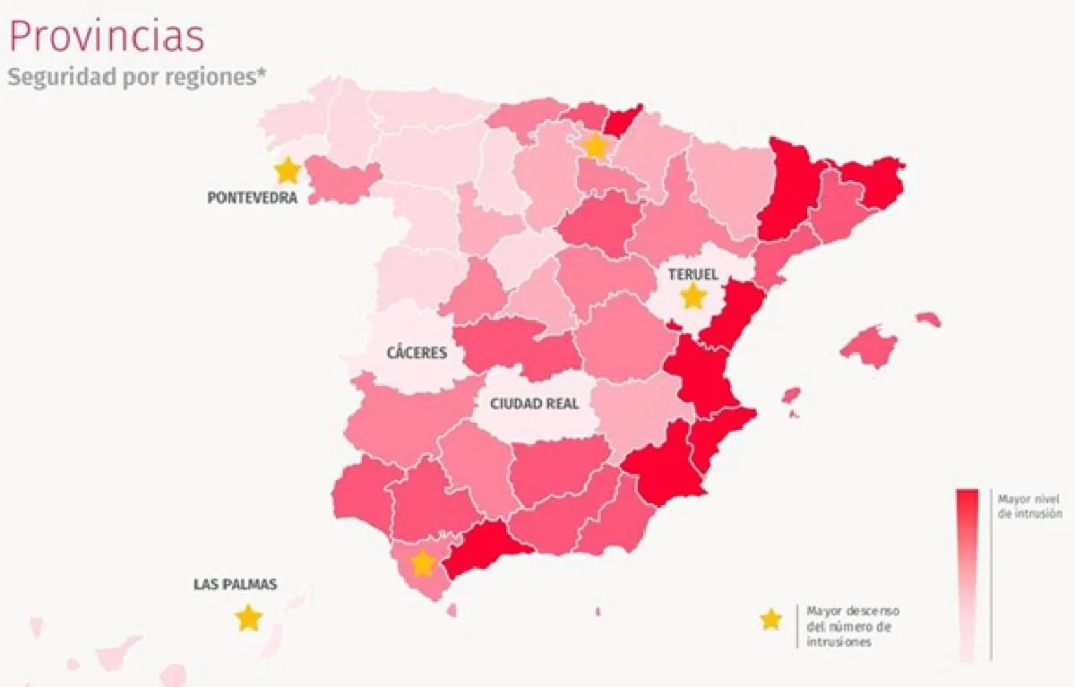 Galicia, Asturias, Navarra, Canarias y la Comunidad de Madrid, las regiones más seguras de España 2 Merca2.es Estudio de Securitas Direct- Comunidades autónomas seguras