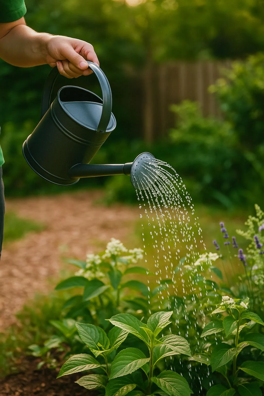 Regar las plantas en verano con poca agua